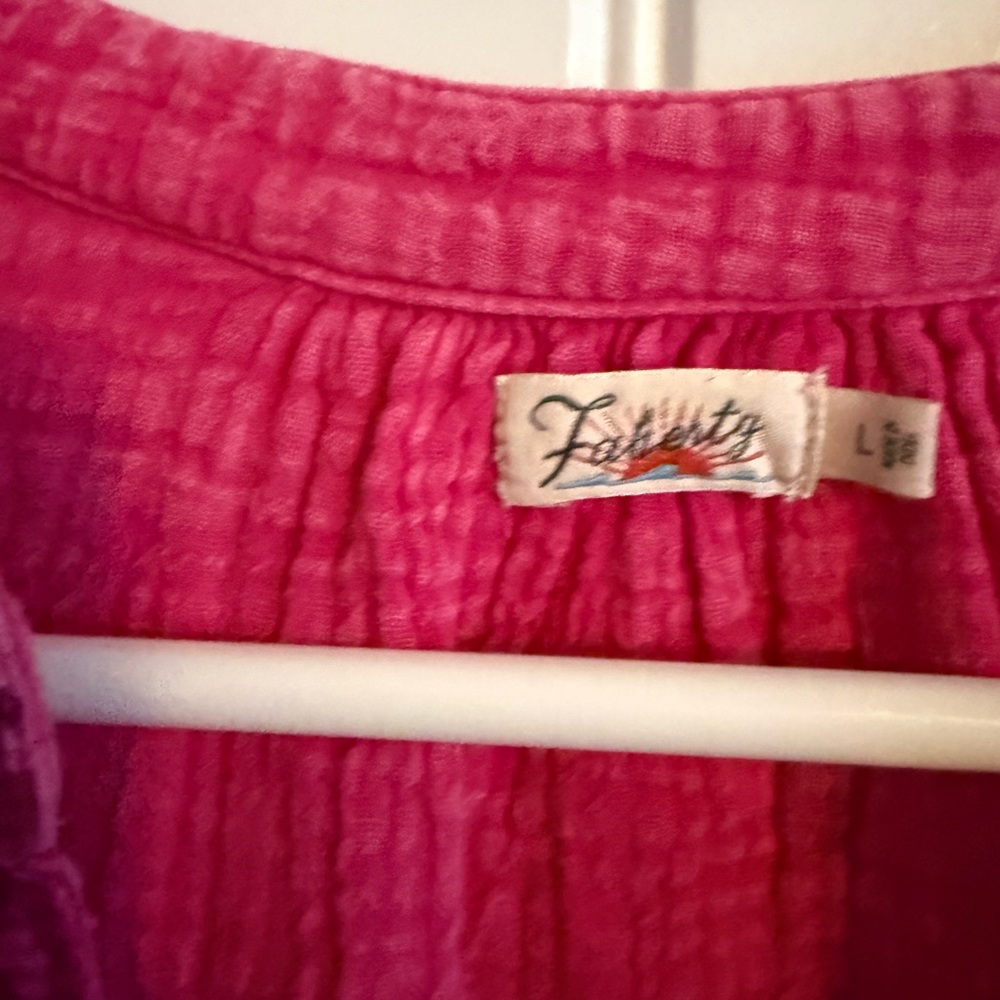 Faherty Dream Pink Embroidered Split-Neck Top Gau… - image 3